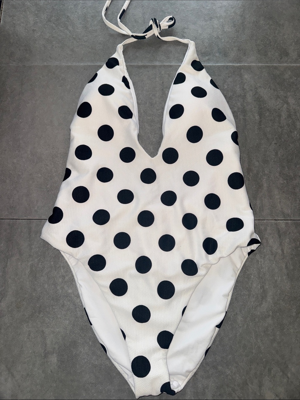 Women’s White Polka Dot One-Piece Swimsuit